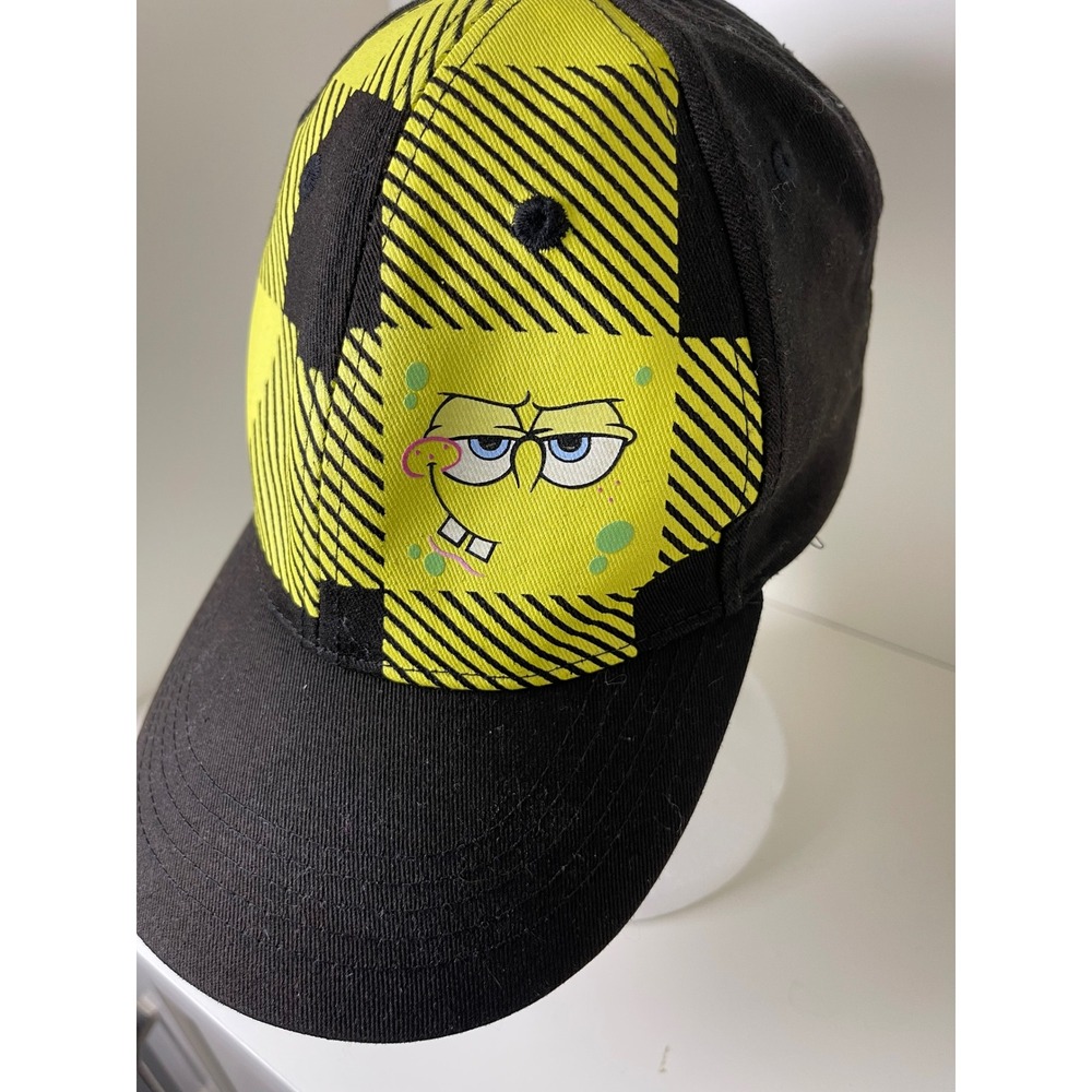 Nickelodeon SpongeBob SquarePants Hat Black Yellow Checkered Baseball Cap